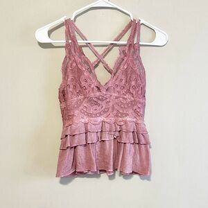 Boutique POL Lace Ruffle Cami Tank